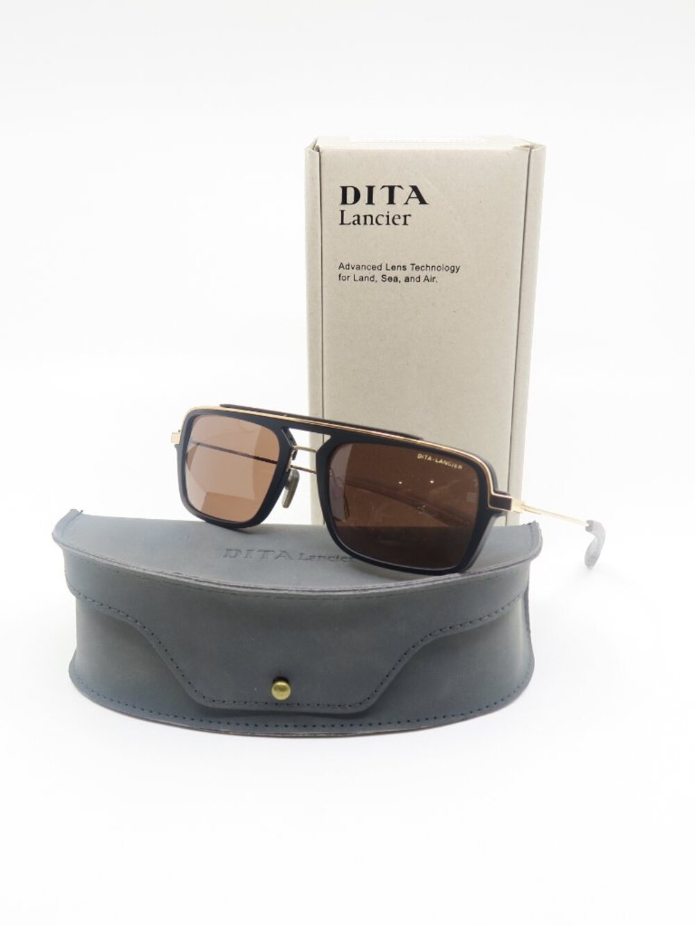 DITA Lancier Ichi DLS404 56-01 Black & Gold, Polarized New Sunglasses Frames.
